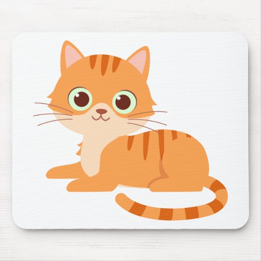 Cute Oranje Tabby Kitten Cartoon Kitty Cat Muismat (Voorkant)