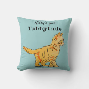 Cute Oranje Tabby Kitten Graphic Tabbytude Kussen