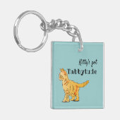Cute Oranje Tabby Kitten Graphic Tabbytude Sleutelhanger (Voorkant Links)