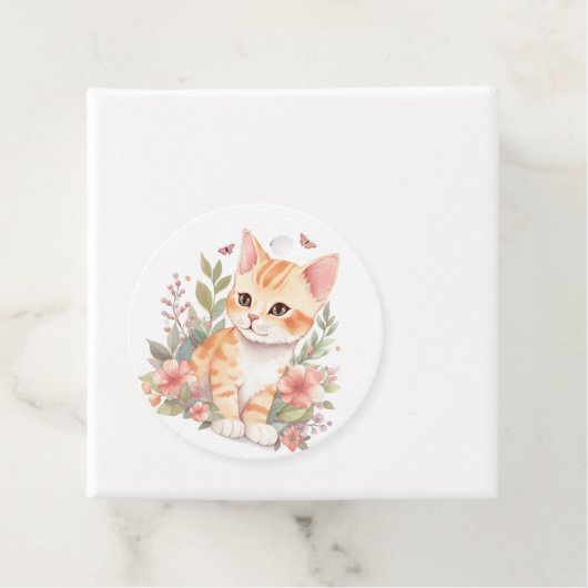 Cute Oranje Tabby Kitten Hartelijk dank Bedankjes Labels (In situ)