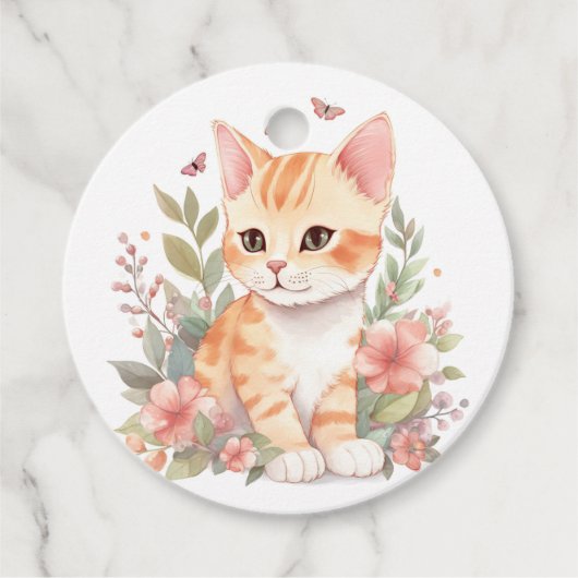 Cute Oranje Tabby Kitten Hartelijk dank Bedankjes Labels (Voorkant)