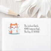 Cute Oranje Tabby Kitten Kawaii Chibi Etiket (Insitu)