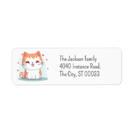 Cute Oranje Tabby Kitten Kawaii Chibi Etiket