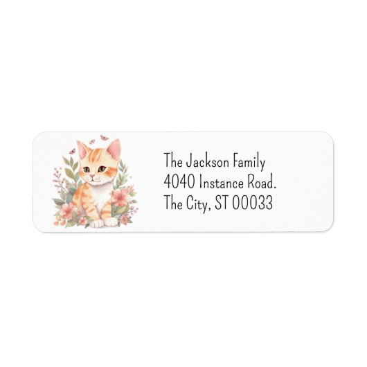 Cute Oranje Tabby Kitten Kawaii Chibi Etiket (Voorkant)