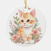 Cute Oranje Tabby Kitten Keramisch Ornament (Voorkant)