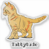 Cute Oranje Tabby Kitten met aangepaste tekst Sticker (Voorkant)