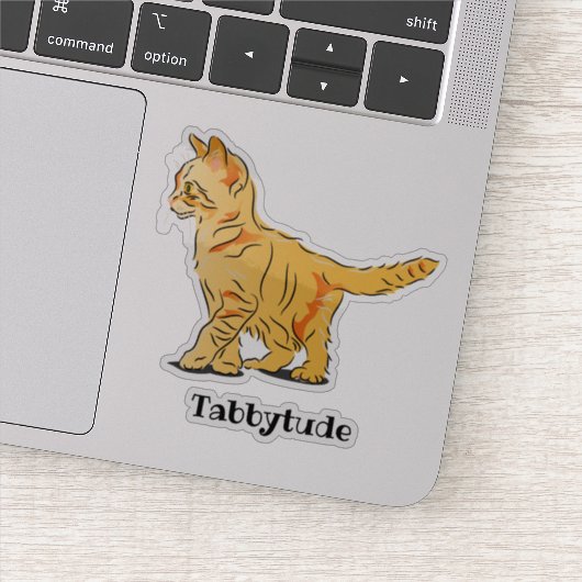 Cute Oranje Tabby Kitten met aangepaste tekst Sticker (Detail)