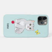 Cute Oranje Tabby Kitty Cat op Light Blue Case-Mate iPhone Case (Achterkant (horizontaal))
