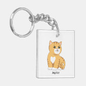 Cute Oranje Tabby Kitty Cat Sleutelhanger (Voorkant Links)