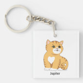 Cute Oranje Tabby Kitty Cat Sleutelhanger (Voorkant)