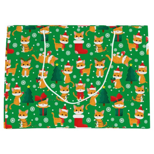 Cute Oranje Tabby met kerstmis - Grote cadeau Groot Cadeauzakje (Voorkant)