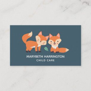 Cute Oranje Vossen Grafische Illustratie Visitekaartje