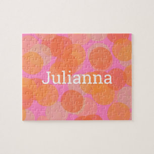 Cute Oranje Waterverf cirkels Moderne geometrische Legpuzzel