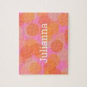 Cute Oranje Waterverf cirkels Moderne geometrische Legpuzzel (Verticaal)