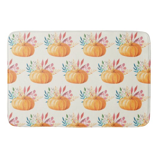 Cute Oranje Waterverf Pumpkin Pattern Badmat (Voorkant)