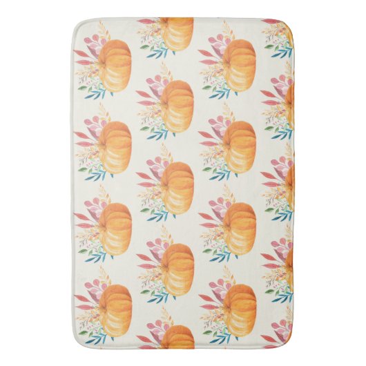 Cute Oranje Waterverf Pumpkin Pattern Badmat (Voorkant Verticaal)