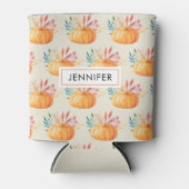 Cute Oranje Waterverf Pumpkin Pattern Blikjeskoeler (Voorkant)