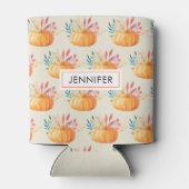 Cute Oranje Waterverf Pumpkin Pattern Blikjeskoeler (Achterkant)