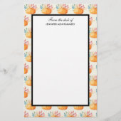 Cute Oranje Waterverf Pumpkin Pattern Briefpapier (Voorkant)