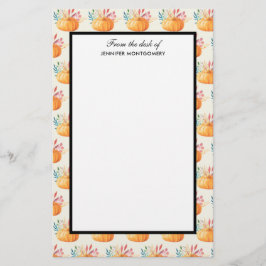Cute Oranje Waterverf Pumpkin Pattern Briefpapier