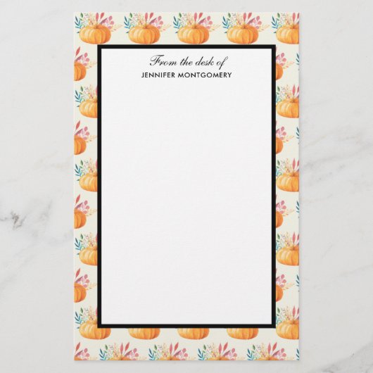 Cute Oranje Waterverf Pumpkin Pattern Briefpapier (Voorkant)