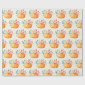 Cute Oranje Waterverf Pumpkin Pattern Cadeaupapier (Vlak)