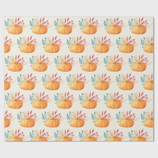 Cute Oranje Waterverf Pumpkin Pattern Cadeaupapier (Vlak)