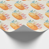 Cute Oranje Waterverf Pumpkin Pattern Cadeaupapier (Hoek)