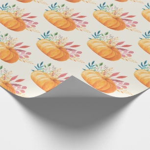 Cute Oranje Waterverf Pumpkin Pattern Cadeaupapier