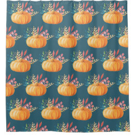 Cute Oranje Waterverf Pumpkin Pattern Douchegordijn