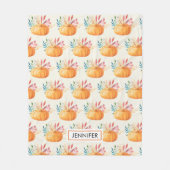 Cute Oranje Waterverf Pumpkin Pattern Fleece Deken (Voorkant)