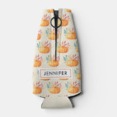 Cute Oranje Waterverf Pumpkin Pattern Flesjeskoeler (Achterkant)