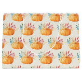 Cute Oranje Waterverf Pumpkin Pattern Groot Cadeauzakje (Voorkant)