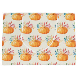 Cute Oranje Waterverf Pumpkin Pattern Groot Cadeauzakje
