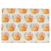 Cute Oranje Waterverf Pumpkin Pattern Groot Cadeauzakje (Achterkant)