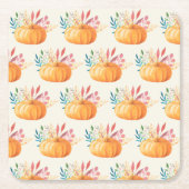 Cute Oranje Waterverf Pumpkin Pattern Kartonnen Onderzetters (Voorkant)