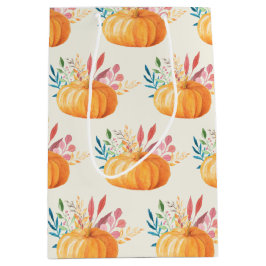 Cute Oranje Waterverf Pumpkin Pattern Medium Cadeauzakje