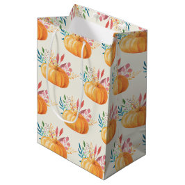 Cute Oranje Waterverf Pumpkin Pattern Medium Cadeauzakje
