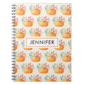 Cute Oranje Waterverf Pumpkin Pattern Notitieboek (Voorkant)