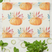 Cute Oranje Waterverf Pumpkin Pattern Theedoek (Gevouwen)