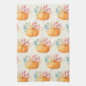 Cute Oranje Waterverf Pumpkin Pattern Theedoek (Verticaal)