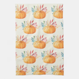 Cute Oranje Waterverf Pumpkin Pattern Theedoek
