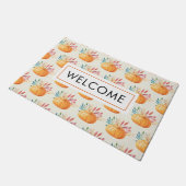 Cute Oranje Waterverf Pumpkin Pattern Welkom Deurmat (Schuin)