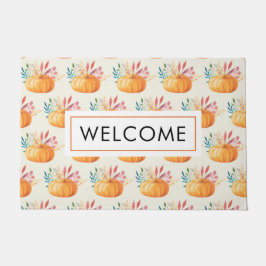 Cute Oranje Waterverf Pumpkin Pattern Welkom Deurmat