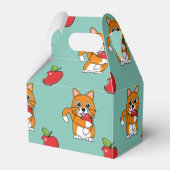 Cute Oranje White Cat Eating Red Apple Cartoon Bedankdoosjes (Achterkant)