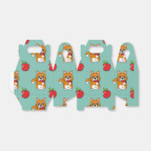 Cute Oranje White Cat Eating Red Apple Cartoon Bedankdoosjes (Uitgevouwen)