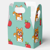Cute Oranje White Cat Eating Red Apple Cartoon Bedankdoosjes (Geopend)