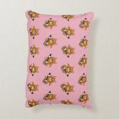 Cute Oranje White Cat Plays Guitar Cartoon Accent Kussen (Achterkant (Verticaal))