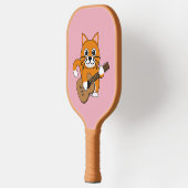 Cute Oranje White Cat Plays Guitar Cartoon Pickleball Paddle (Links)