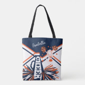 Cute Oranje, White en Blue Cheerleader Design Tote Bag (Achterkant)
